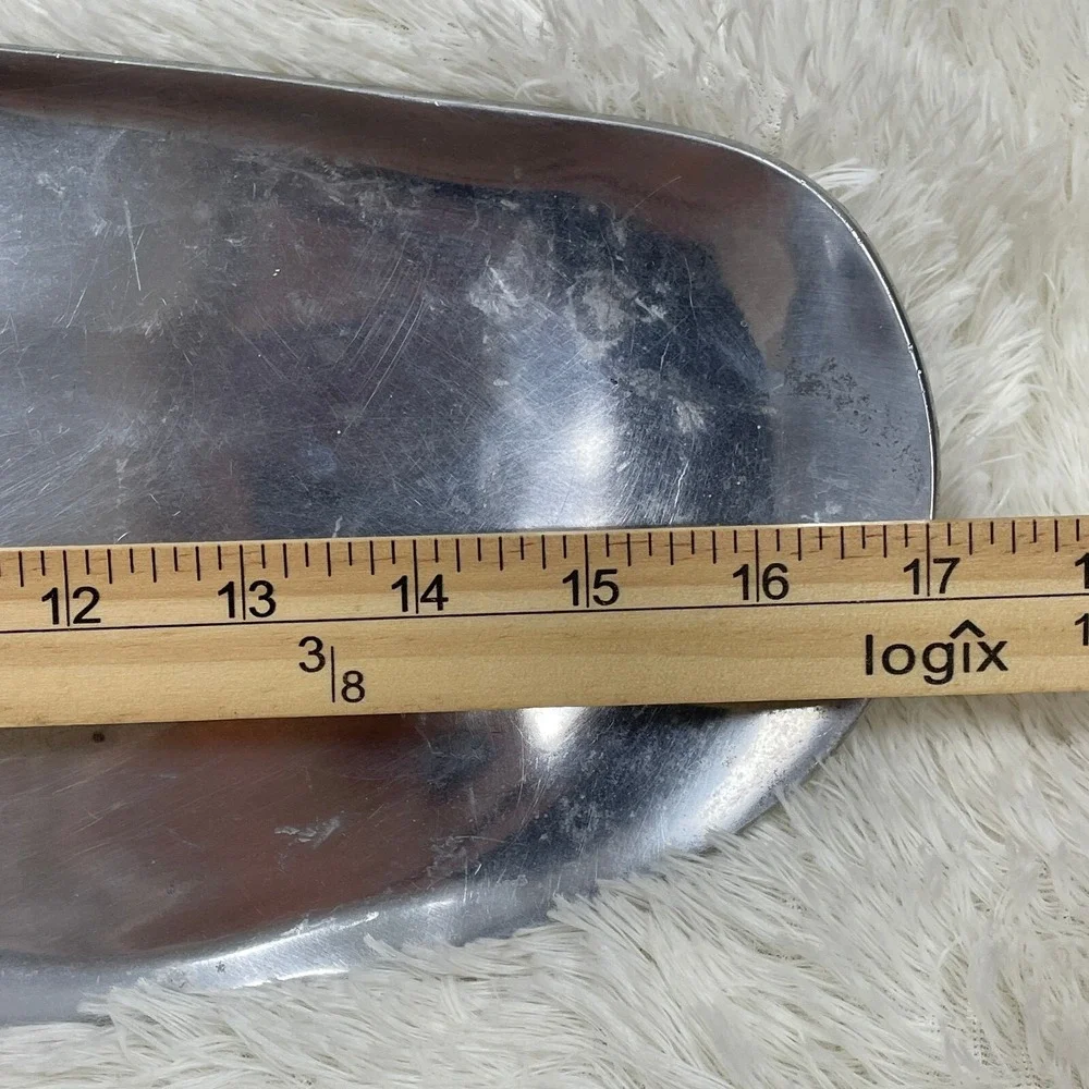 POTTERY BARN Silver Metal CANDLE Pillar HOLDER TRAY OBLONG‎ large Modern 17 inch